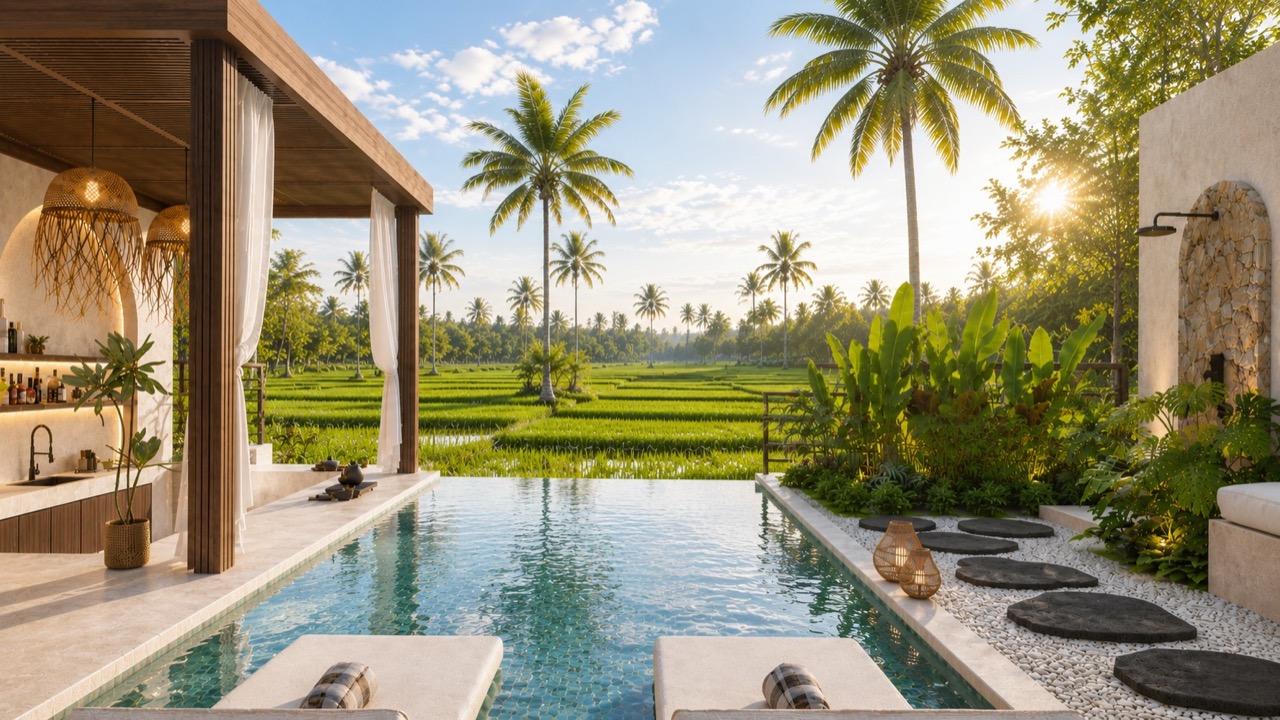 2-Bedroom Contemporary Tropical Villa with Rice Fields View in Seseh